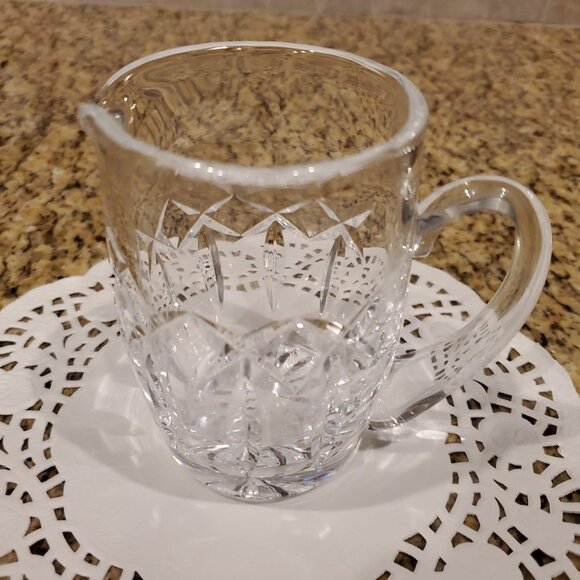 Vintage Clear Cut Glass Crystal Diamond Pattern Small Pitcher Creamer 4"H  9 oz. - Picture 1 of 5